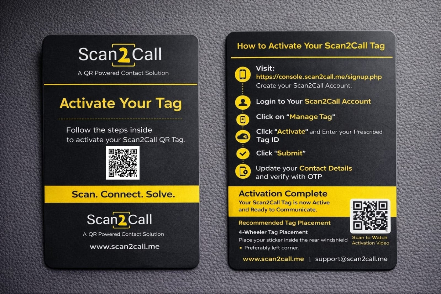 Scan2Call – 4 Wheeler QR Tag